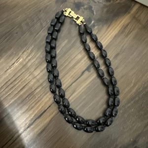 Vintage NAPIER Black Acrylic Choker Necklace Signed 14.5” - Bild 1 von 3