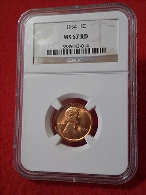 1934  LINCOLN WHEAT BACK CENT NGC MS 67 RD                               #DRF-23 - Image 1 of 3