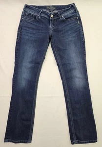 Silver Jeans Womens 28x30 Blue Suki Straight Leg Denim Low Rise Dark Wash - Picture 1 of 7