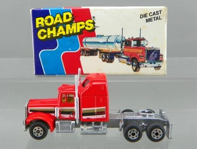 Semirremolque vintage 1982 Road Champs #37 diecast 1/87 rojo Kenworth cabina HK CASI NUEVO Foto 1 de 4