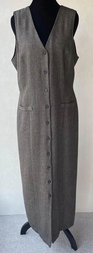 Maxi Vestido De Colección Worthington Marrón Espiga A Medida Con Botones 10 Academia  Foto 1 de 4