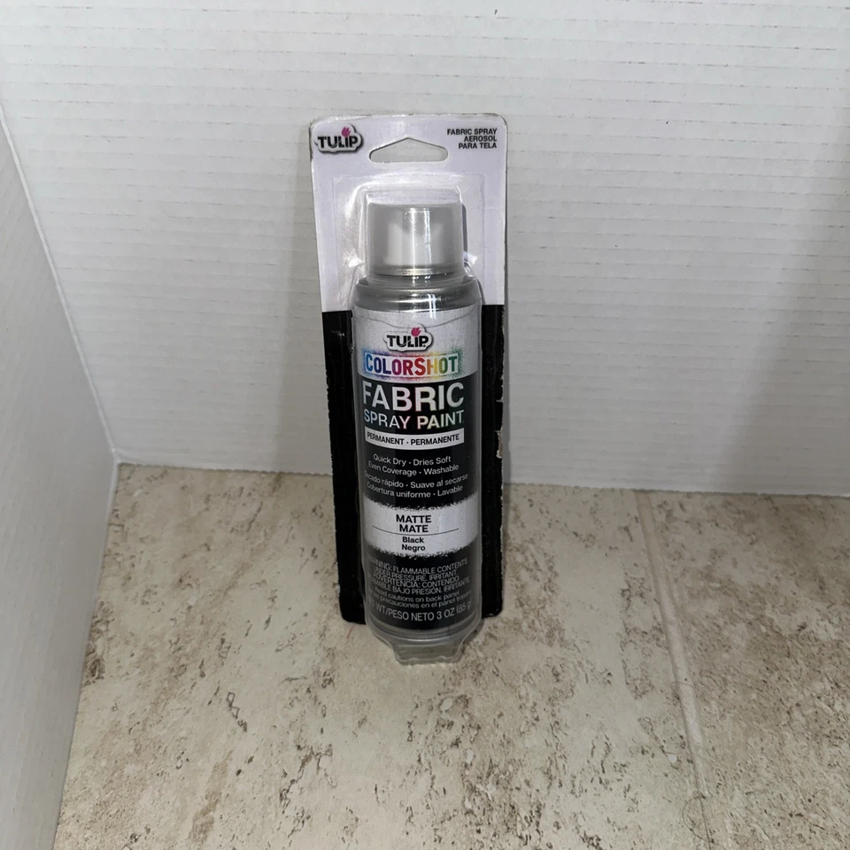 Pintura en aerosol para tela Tulip ColorShot 3 oz negra - aerosol lavable acabado mate Foto 1 de 4