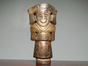 Rare Shang Dy Old Jade Carved Person Design "Gua Jian" "Pei" Pendant L 5.4 cm - Picture 1 of 20