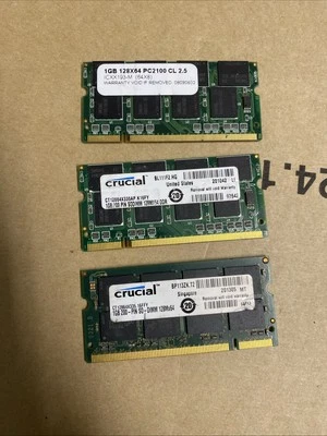 Lot Of 3x 1GB DDR1 200 Pin SODIMM laptop Ram Memory  - Image 1 of 2