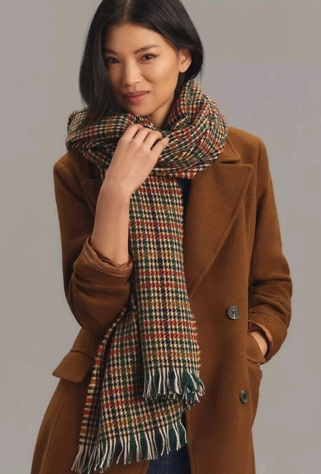 Nuevo Anthropologie Bufanda Pata de Gallo Flecos Suave Foto 1 de 4