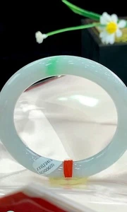 Certified Natural Jadeite  52/53mm Ice Sun Green Grade A Round Bar Bangle 冰阳绿 - Picture 1 of 13
