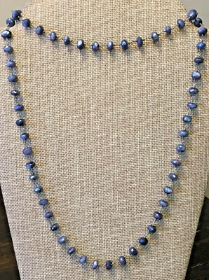 Rarities Metallic-Coated Blue Moonstone Sterling Silver Beaded 36" Necklace  NWT - Image 1 of 4