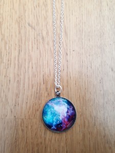 NEBULOSA Galaxi Colgante Collar Regalo 925 Plata Cabujón universo de vidrio