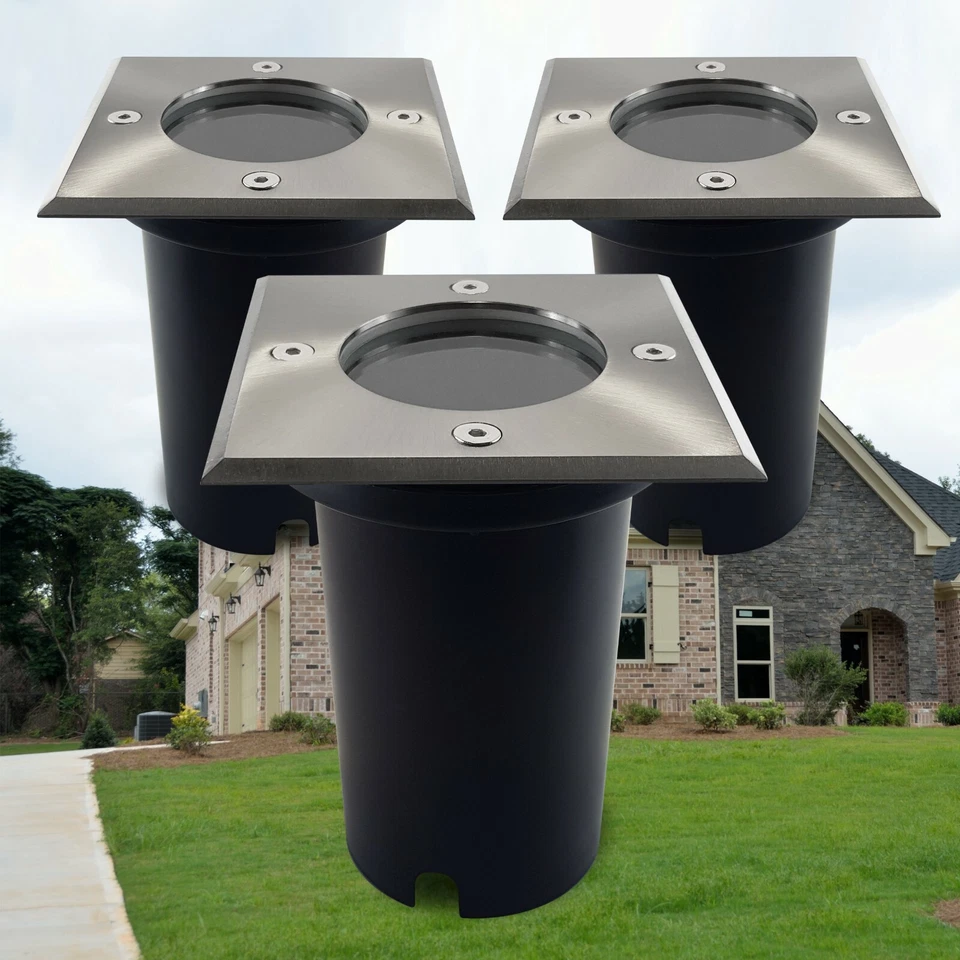 3er Set LED Gartenstrahler Bodenleuchte Bodeneinbaustrahler IP67 GU10-230V Quad - Bild 1 von 1