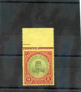 MALAYA, TRENGGANU Sc 38(SG 44)**VF NH 1938 $5 RED & GREEN/YELLOW, SCARCE, $2000 - Picture 1 of 2
