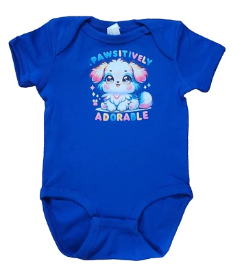 Body Pieles de Conejo 18 Meses Azul Perro Adorable Estampado Gráfico Hombro Regazo Nuevo Foto 1 de 4