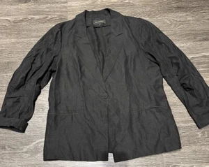 Kobi Halperin Women's Black Torryn Linen Blend Cinched Sleeves Blazer Size L - Picture 1 of 9