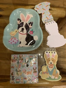 FRENCH BULLDOG EASTER PARTY NAPKINS 40ct FRENCHIE PLATES 16 CT 2 NOTEPADS FAVORS - Picture 1 of 5