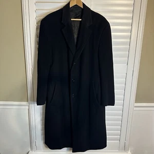 Brooks Brother Coat Loro Piana Brookstorm Wool Black Overcoat Italy Men 46L READ - Picture 1 of 16