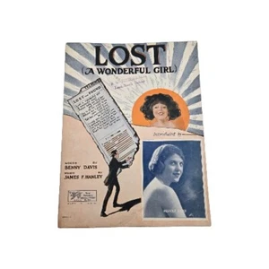 1922 Lost A Wonderful Girl Vintage Sheet Music Frances Arms Benny Davis Hanley - Picture 1 of 7