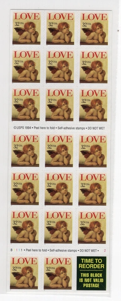1996 32 cent Love Cherub complete booklet of 20 Scott #3030a, Mint NH - Image 1 of 1
