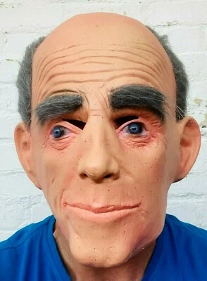 Vecchio Uomo Maschera Testa Calva Lattice Grigio Capelli Funny Halloween Costume - Immagine 1 di 4