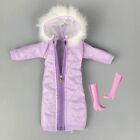 Purple Long Coat Cotton Dress for 1/6 Doll Clothes Parka Kids Toy  Wear Jacket
