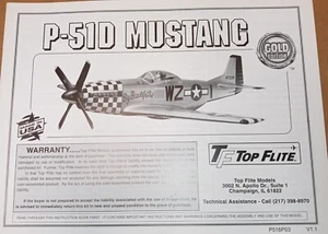 Hobbico Top Flite P-51D Mustang 60 Scale Manual Instruction Book P516P03 New - Picture 1 of 8