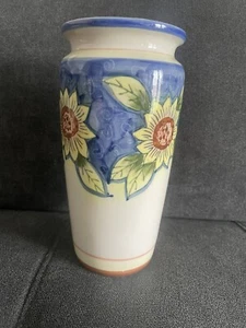 Cute Decorative Ceramic Vase With Sunflowers Blue, Yellow, Green, Beige - Picture 1 of 7