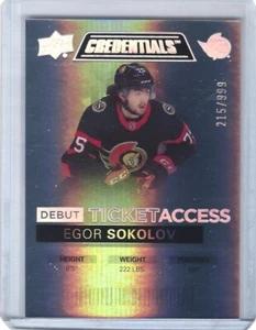 2021-22 Upper Deck Credentials #104 Egor Sokolov 215/999 Rookie Card - Picture 1 of 2