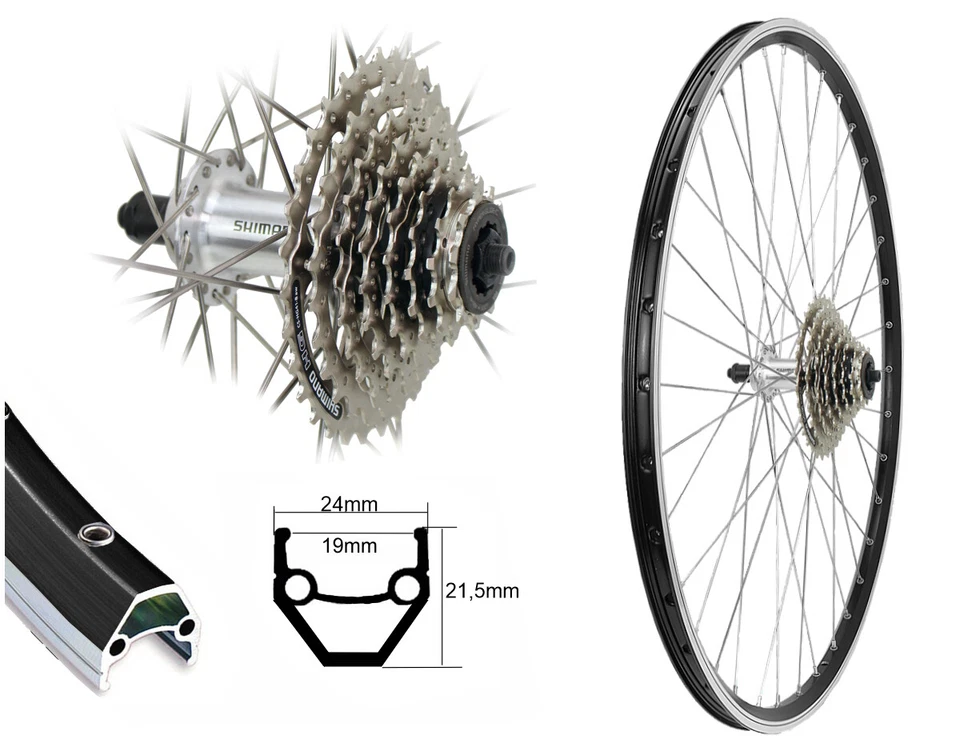 BÄRWINKELS 28 Zoll Hinterrad ALU Hohlkammerfelge 622-19 inkl. 8 fach Shimano Zahnkranz 28"