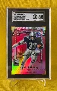 2001 DONRUSS ELITE DORSETT EMMITT SMITH PASSING THE TORCH DUAL AUTO /50 SGC 10 8 - Picture 1 of 4