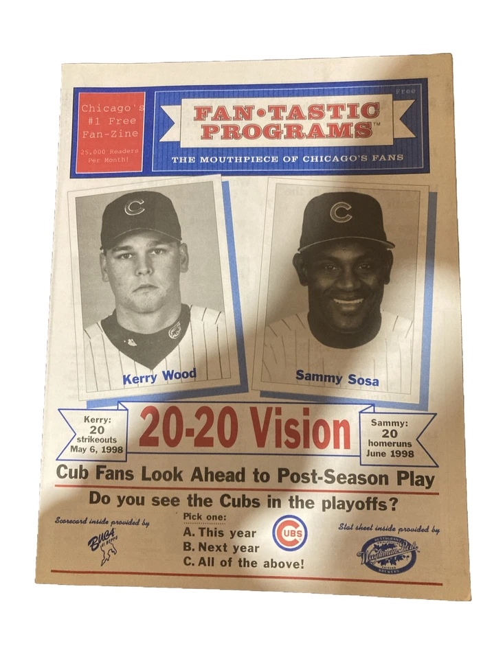 Chicago Cubs Paper Program. May 6, 1998. - Image 1 of 1