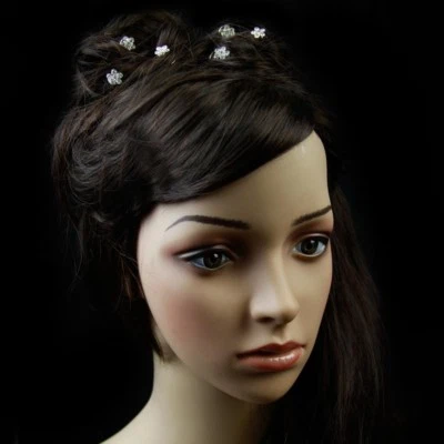 Silver Rhinestone Flower on Twist Bridal Wedding Hair Pin - Set Of 6  - Image 1 of 4