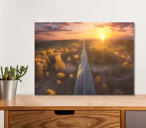 Highway Road Autumn Forest 5mm thick Plastic Poster Ready to Hang 60x45cm - Picture 1 of 3