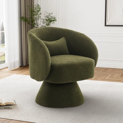 Modern 360 Degree Swivel Barrel Chairs Swivel Accent Chair Upholstered Armchairs - Image 1 of 4