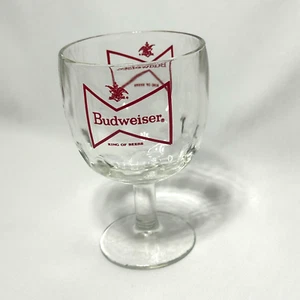 Budweiser Thumbprint Goblet Glass Beer Mug Cup Chalice Bowtie Logo King of Beers - Picture 1 of 3