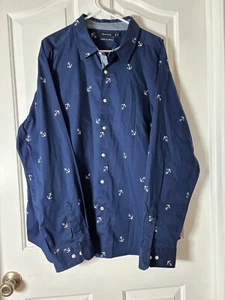Neu ohne Etikett Nautica Herren Anker Nautisch Knopfleiste dunkelblau Langarm Preppy XXL - Bild 1 von 5