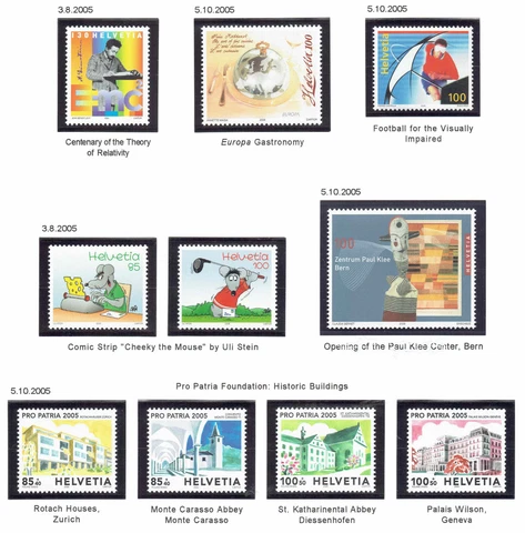Switzerland 2005 MNH year set 48 stamps including 2 mini-sheets. below face Cover