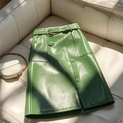 Nuevo Para Mujer Imitación Cuero Moda Línea A Falda Elegante Informal Retro Faldas Cortas Foto 1 de 2
