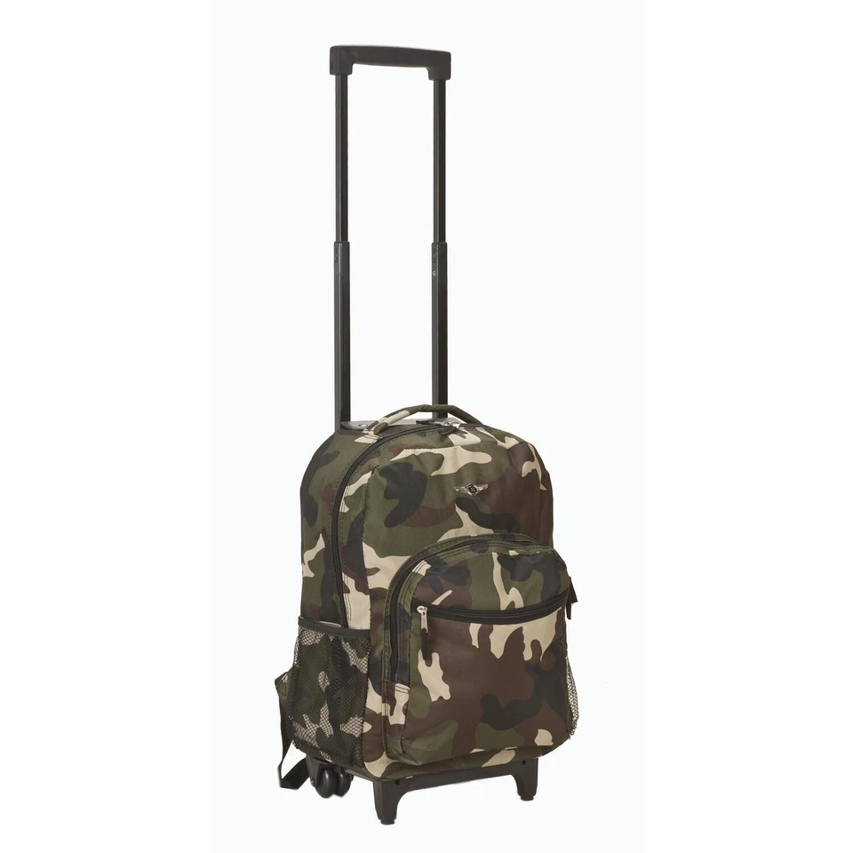 Mochila con ruedas bolsa de viaje escolar rodante niños camuflaje con ruedas Foto 1 de 1