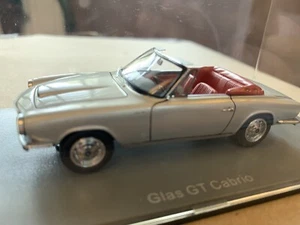 RARE GLAS GT CABRIOLET 1/43 CAR MODEL IN SILVER BY NEO MODELS - Picture 1 of 9