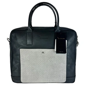 Borsa per laptop $1495 Billionaire Couture nera/grigio monogramma valigetta in pelle - Foto 1 di 17