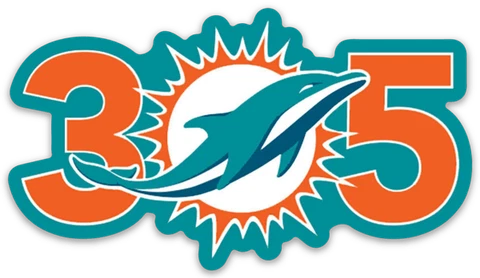 Miami Dolphins Logo Type with Dolphin Sunburst 305 Area Code NFL Die-Cut MAGNET Cover