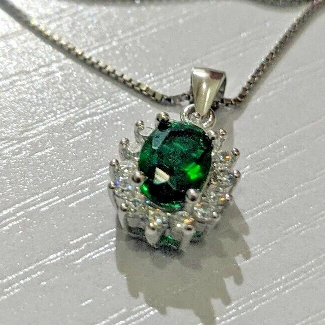 Collana per donna in argento 925 by RAMPINO GIOIELLI con swarovski verde bianco - Immagine 1 di 3