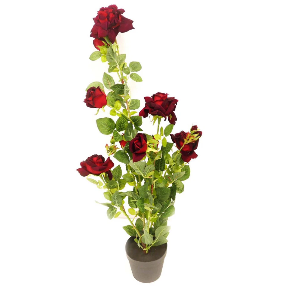 Planta Artificial Rosenstock en la Maceta Flores En Rojo Oscuro Altura 95cm - Imagen 1 de 1
