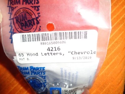 Chevelle Malibu 1965 el Camino "Chevrolet" capó emblema GM MOLDURA PIEZAS 4216 SELLADO Foto 1 de 4