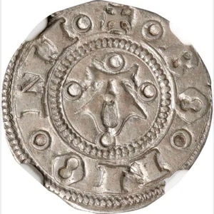 1376-1401 Italy 1 Bolognino. NGC AU 55 - Picture 1 of 4