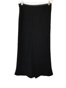 Italian Vintage 90s Black Maxi Skirt 46 Luisa Spagnoli Plisse Pleat Lined Long - Picture 1 of 10