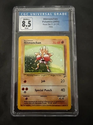 2000 Pokemon Base Set 2 Hitmonchan Holo #8 CGC 8.5 Error Insufficient Ink - Image 1 of 2