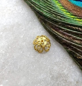 7mm 18k Solid Gold Fancy Bead Cap Handmade For Jewelry Making - Picture 1 of 6