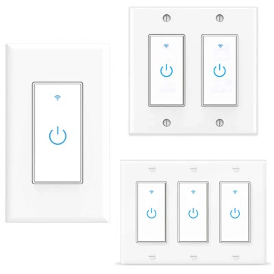 WIFI Smart Light Switch Work with Alexa&Google Voice and Remote Control 2/3 Gang