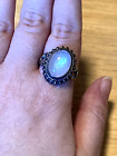 SHIVAM Sterling Silver Rainbow Moonstone Solitaire Ring NWT 9 925 Scroll-Work