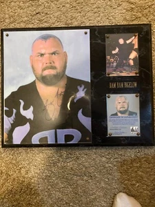 WRESTLING NEW BAM MAM BIGELOW 12X15 AUTOGRAPH COLOR PLAQUE /CERT. VERY RARE - Picture 1 of 4