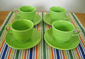 Fiesta RETIRED CHARTREUSE TEACUPS + SAUCERS ~ Set of 4 ~ - Picture 1 of 16